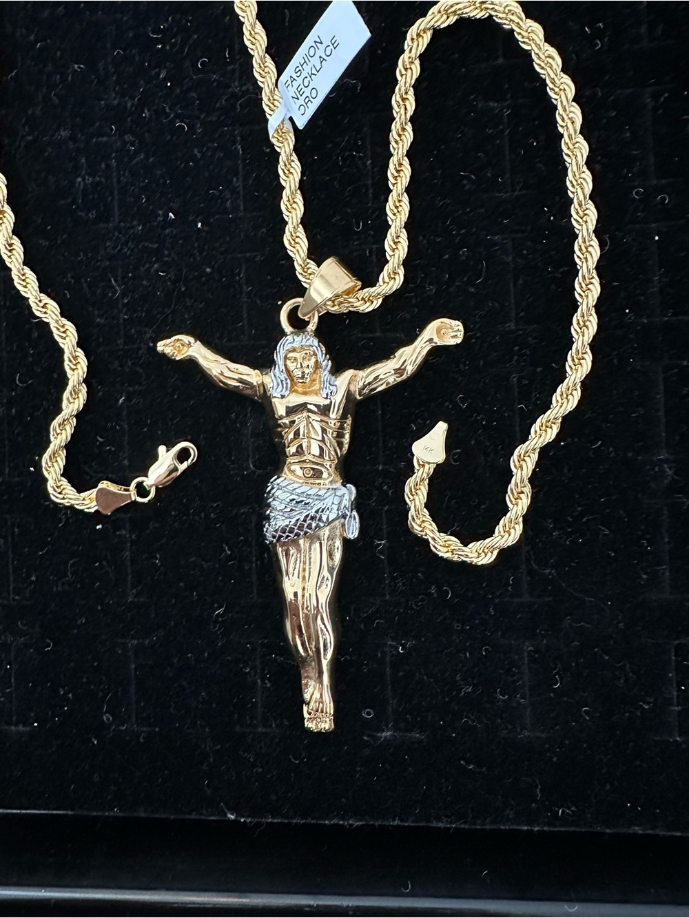 New gold stainless steel Jesus Crucifix Pendant charm with new Necklace chain
